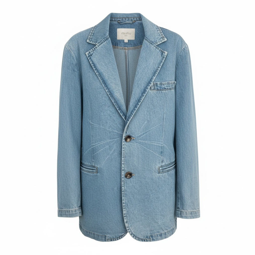 Casual Loose Washed Blue Denim Women Blazer – Relaxed & Stylish - Modestly Vogue 