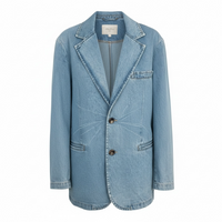 Casual Loose Washed Blue Denim Women Blazer – Relaxed & Stylish - Modestly Vogue 