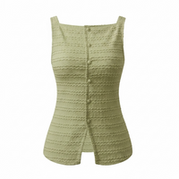 Yellow Textured Button-Front Tank Vest - Modestly Vogue 