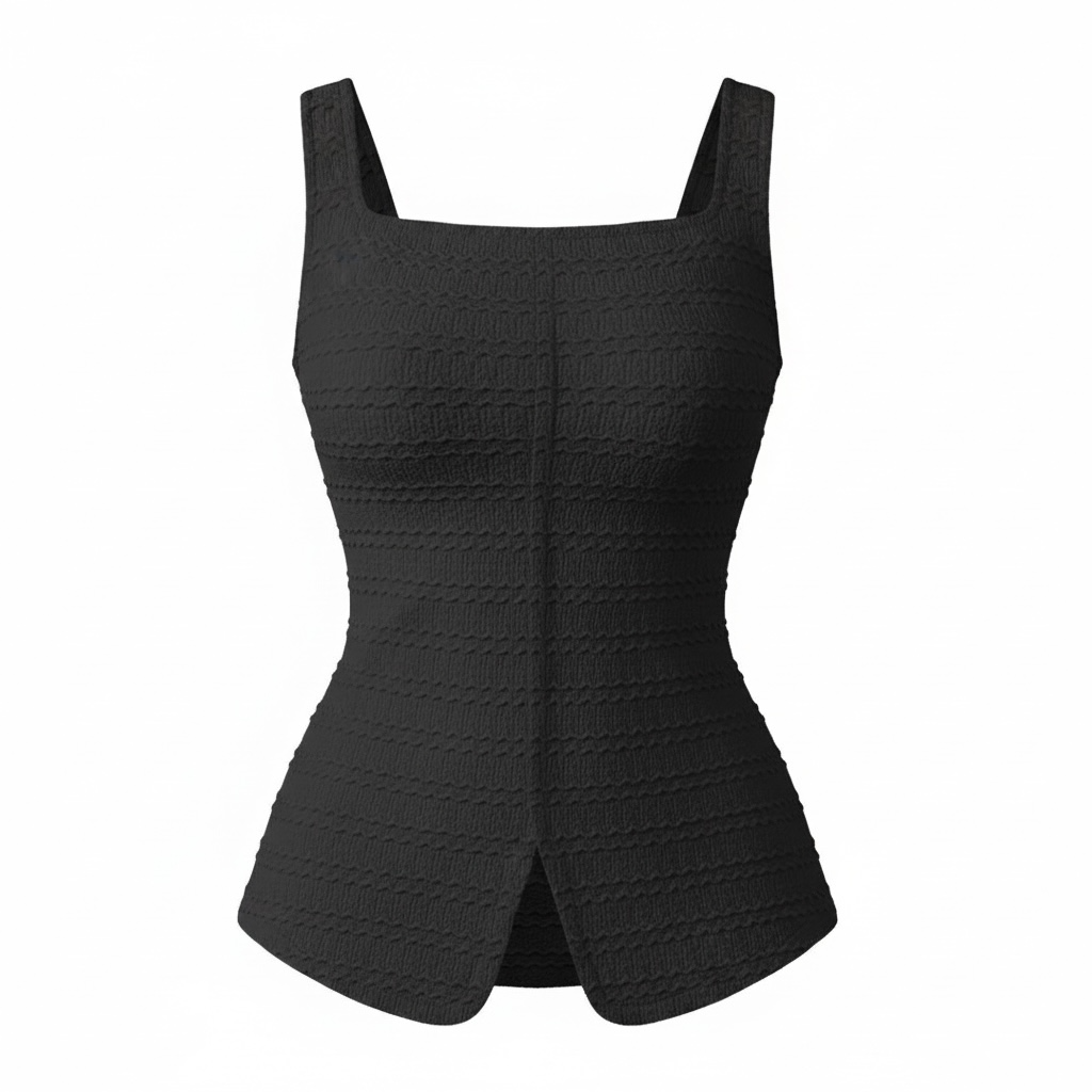 Yellow Textured Button-Front Tank Vest - Modestly Vogue 