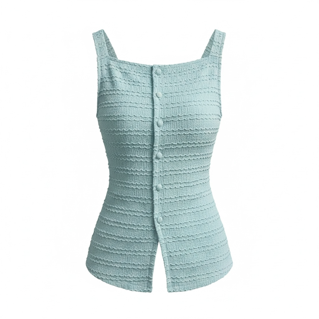 Yellow Textured Button-Front Tank Vest - Modestly Vogue 