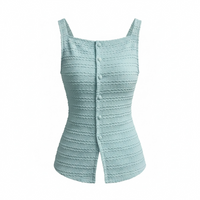Yellow Textured Button-Front Tank Vest - Modestly Vogue 