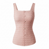 Yellow Textured Button-Front Tank Vest - Modestly Vogue 