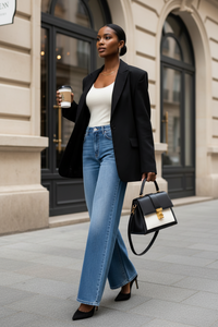 High-Waisted Wide Leg Jeans - Modestly Vogue 