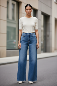 High-Waisted Wide Leg Jeans - Modestly Vogue 