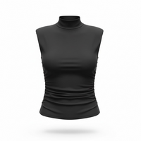 Ruched Mock Neck Sleeveless Tank Top - Modestly Vogue 