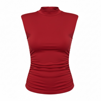 Ruched Mock Neck Sleeveless Tank Top - Modestly Vogue 