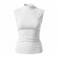 Ruched Mock Neck Sleeveless Tank Top - Modestly Vogue 