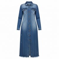 DENIM LONG JACKETS DISTRESSED WASHED - Modestly Vogue 