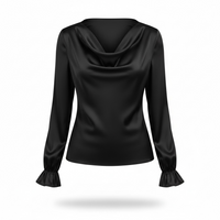 Women’s Ruffle Sleeve Satin Shirt – Elegant Long Sleeve Blouse - Modestly Vogue 