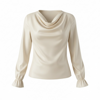 Women’s Ruffle Sleeve Satin Shirt – Elegant Long Sleeve Blouse - Modestly Vogue 