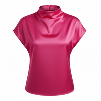 Women’s Pleated Satin Top – Round Neck Short Sleeve Blouse - Modestly Vogue 