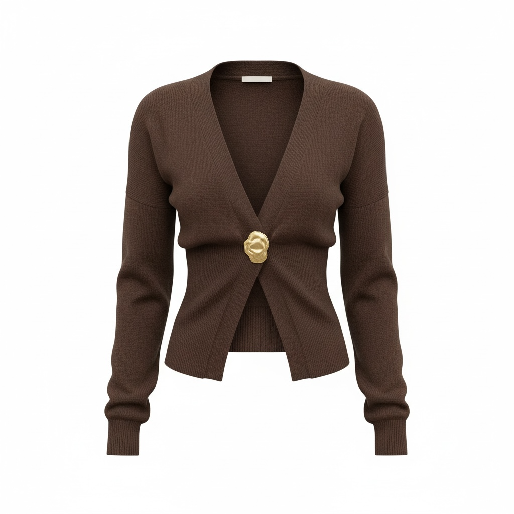 Women’s Single Button Fitted Cardigan Sweater - Modestly Vogue 