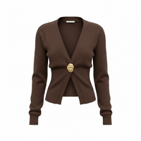 Women’s Single Button Fitted Cardigan Sweater - Modestly Vogue 