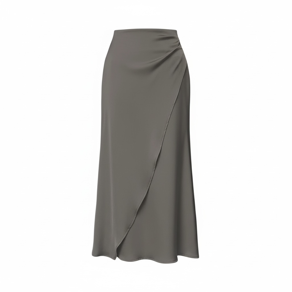 Women’s Satin Midi Skirt – Elegant Mid Length Silk Style - Modestly Vogue 