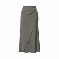 Women’s Satin Midi Skirt – Elegant Mid Length Silk Style - Modestly Vogue 