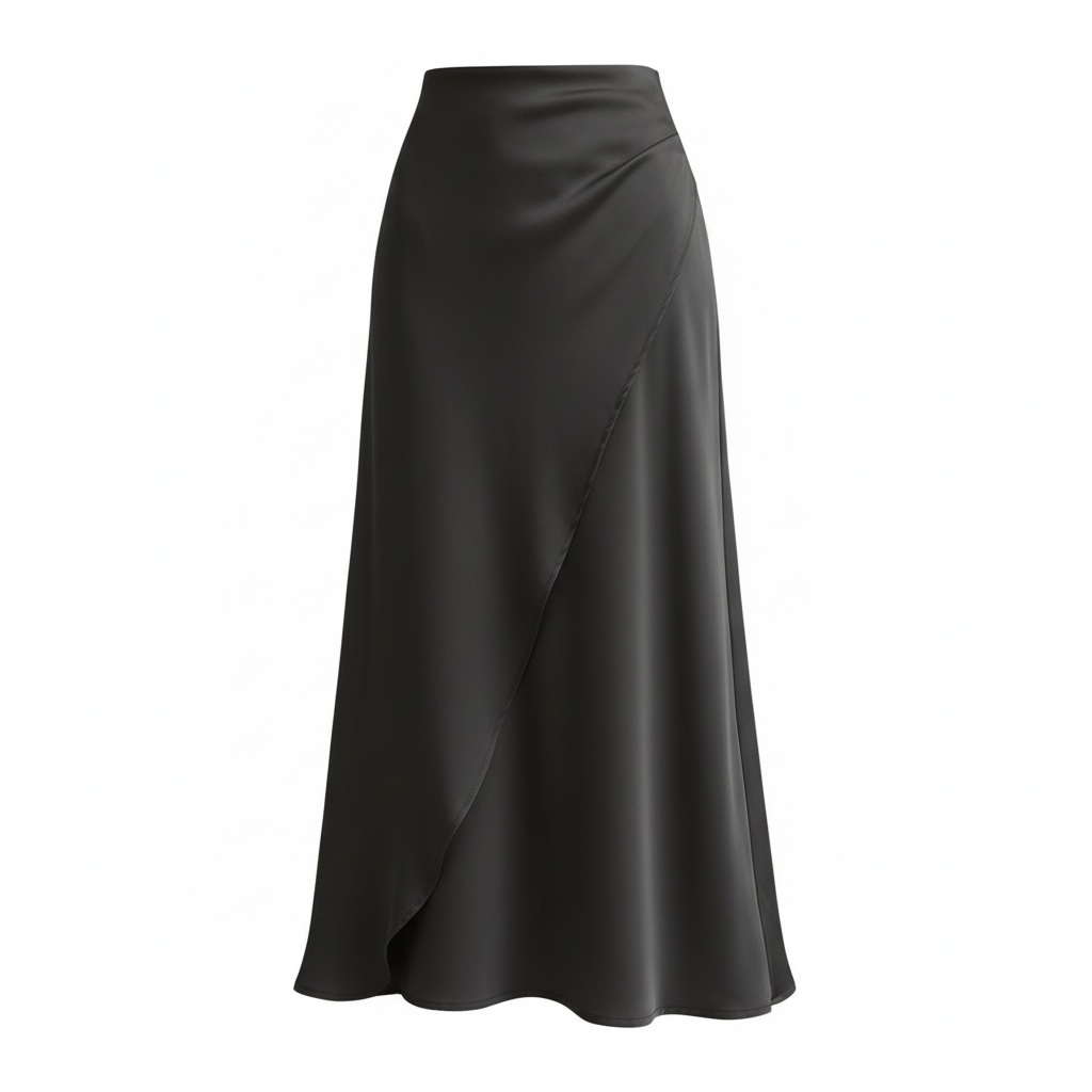 Women’s Satin Midi Skirt – Elegant Mid Length Silk Style - Modestly Vogue 