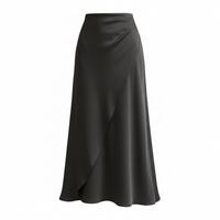 Women’s Satin Midi Skirt – Elegant Mid Length Silk Style - Modestly Vogue 