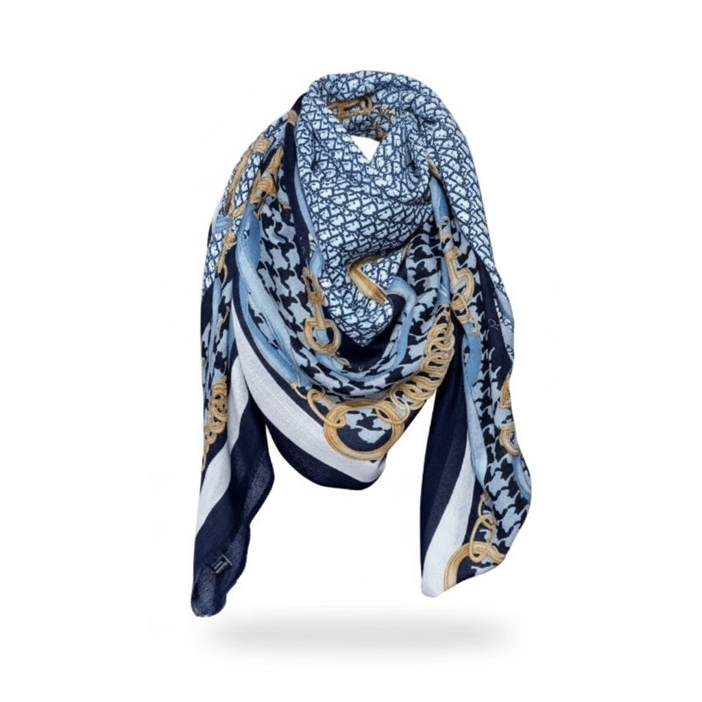 Navy Blue Blanket Cashmere feel Square Scarf - Modestly Vogue 