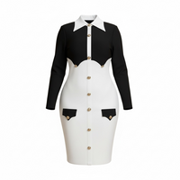 Contrast Scallop Panel Bandage Midi Dress - Modestly Vogue 