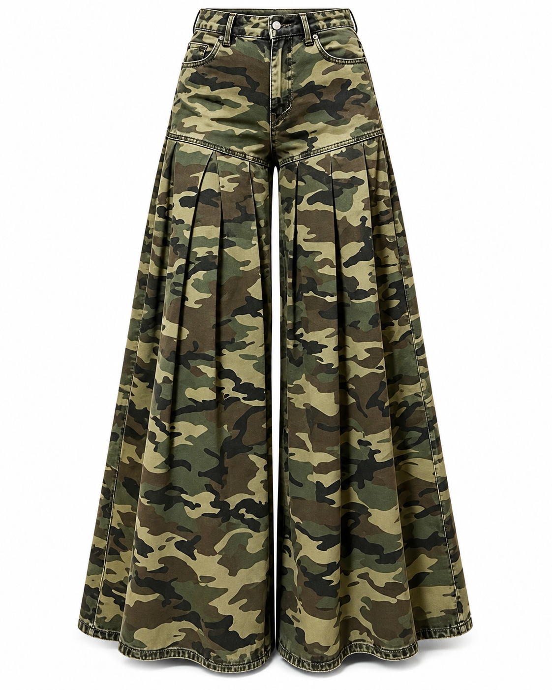 High-Waisted Camouflage Wide-Leg Jeans Plus Size