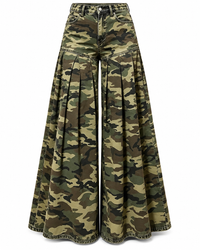 High-Waisted Camouflage Wide-Leg Jeans Plus Size