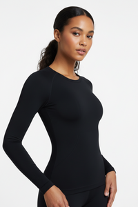 Women’s Long Sleeve Round Neck Fitness Yoga Running Top - Modestly Vogue 