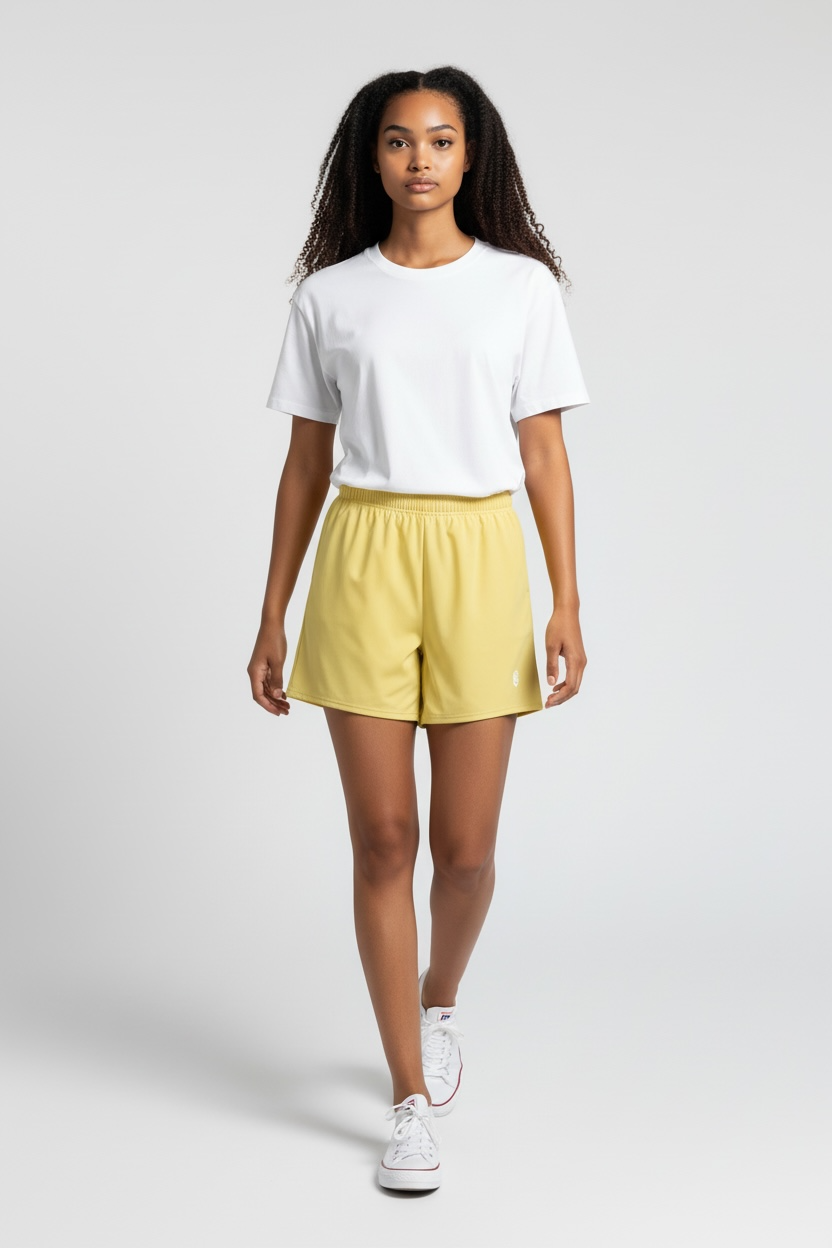 LEM Butter Yellow Athletic Long Shorts - Modestly Vogue 