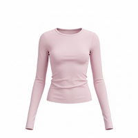 Women's Slim Fit Long Sleeve Pullover Tops Casual Solid Color Shirt