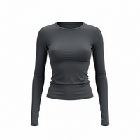 Women's Slim Fit Long Sleeve Pullover Tops Casual Solid Color Shirt