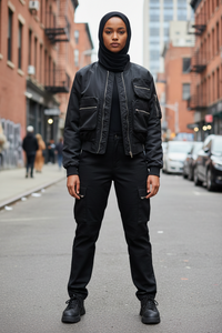 CROPPED BOMBER JACKET - Modestly Vogue 
