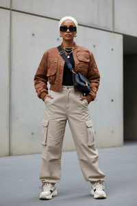 CROPPED BOMBER JACKET - Modestly Vogue 