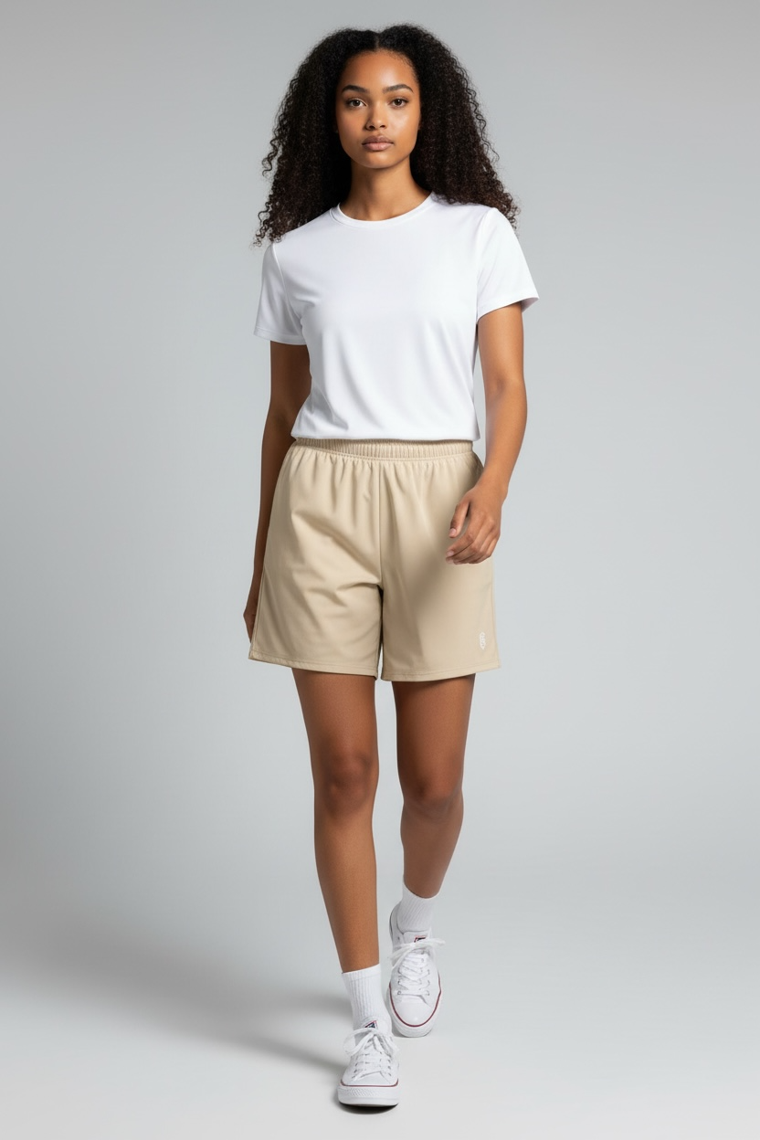 LEM Sand Geo Athletic Long Shorts - Modestly Vogue 