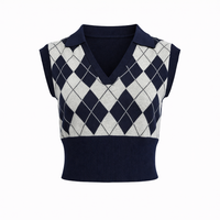 ARGYLE CROPPED VEST - Modestly Vogue 