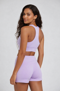 LEM Violet Veil Geo Longline Sports Bra - Modestly Vogue 