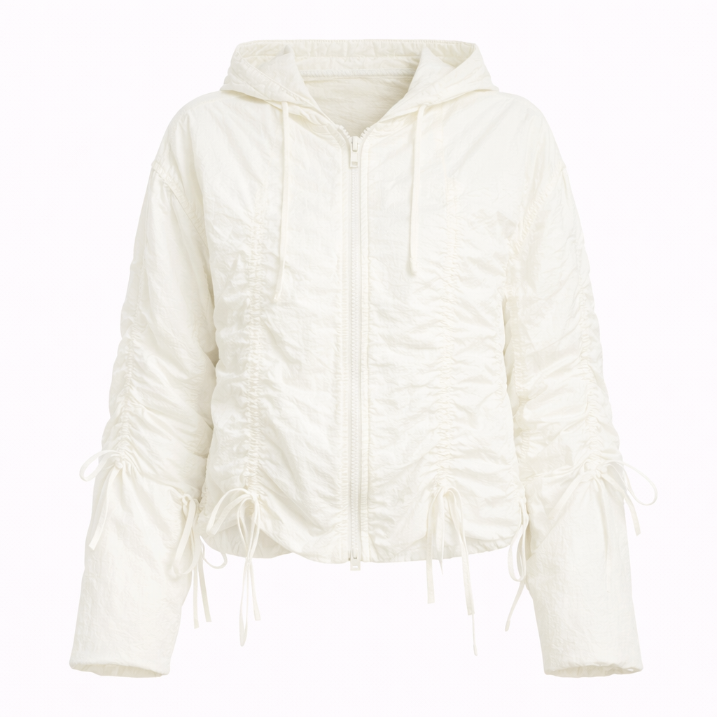 RUCHED PUFF BOMBER JACKET - Modestly Vogue 