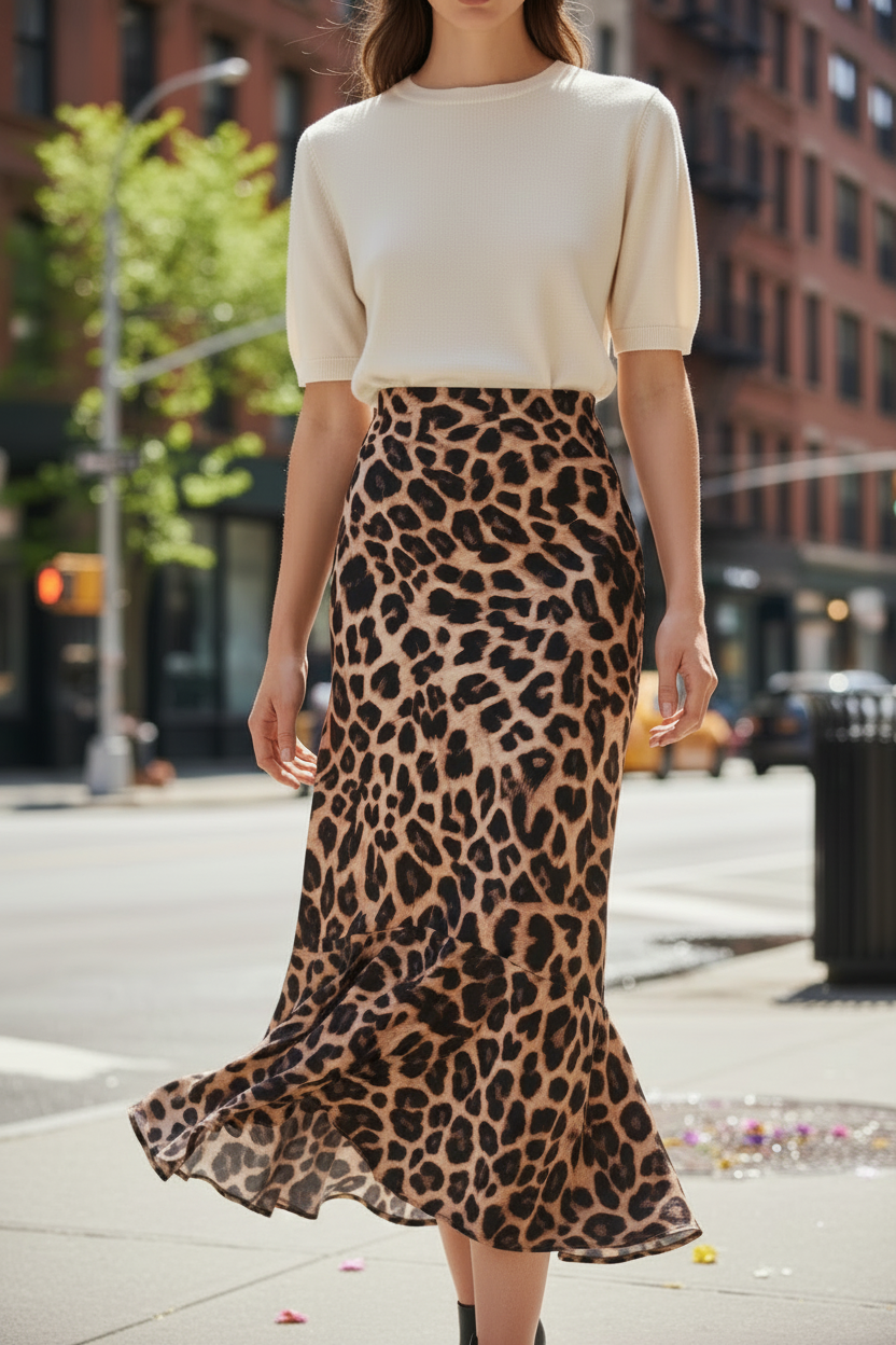 Leopard Print High-Waisted Maxi Skirt - Modestly Vogue 