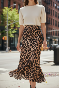 Leopard Print High-Waisted Maxi Skirt - Modestly Vogue 