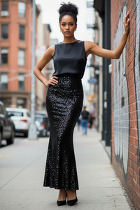 Sequin Maxi Skirt - Modestly Vogue 