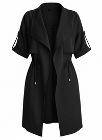 Drape Collar Lightweight Trench Coat - Modestly Vogue 