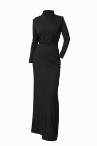 Mock Neck Long Sleeve Maxi Dress - Modestly Vogue 
