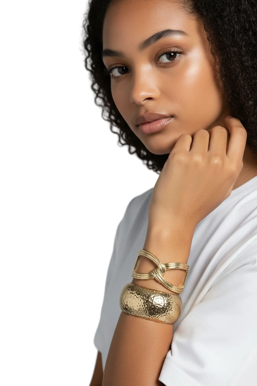 Wide Face Hollow Out Cuff Bracelet - Modestly Vogue 