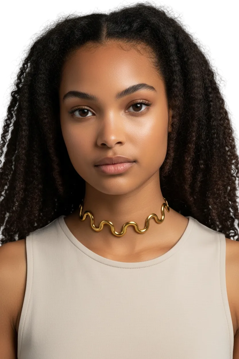 18K Gold-Plated Wave Necklace - Modestly Vogue 