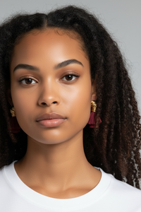 Golden Wire Wrapped Tassel Drop Earrings - Modestly Vogue 