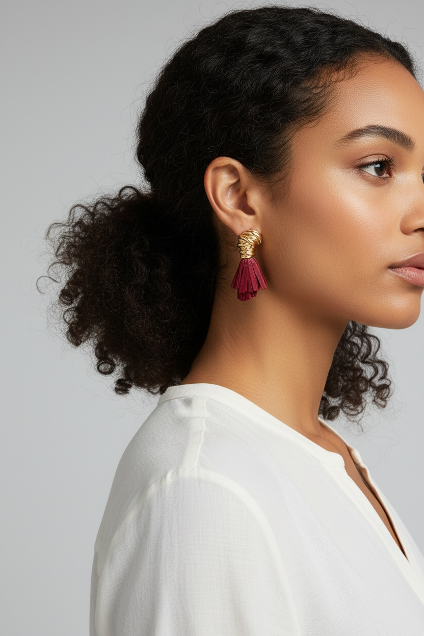 Golden Wire Wrapped Tassel Drop Earrings - Modestly Vogue 