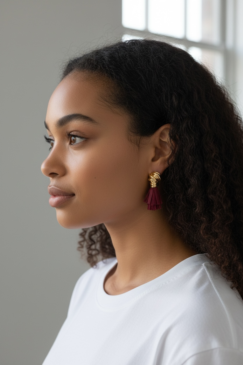 Golden Wire Wrapped Tassel Drop Earrings - Modestly Vogue 