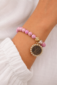 Upcycled LV Pink Stretch Bracelet – Sustainable Luxury Jewelry - Modestly Vogue 