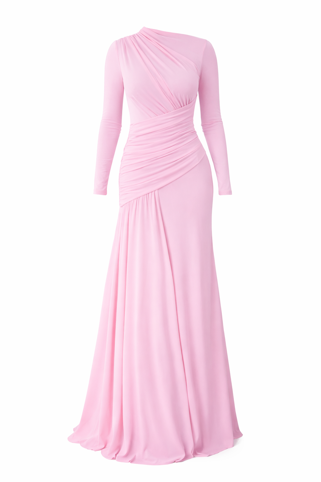 Ruched Long Sleeve Mermaid Maxi Dress - Modestly Vogue 