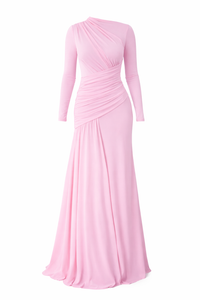 Ruched Long Sleeve Mermaid Maxi Dress - Modestly Vogue 