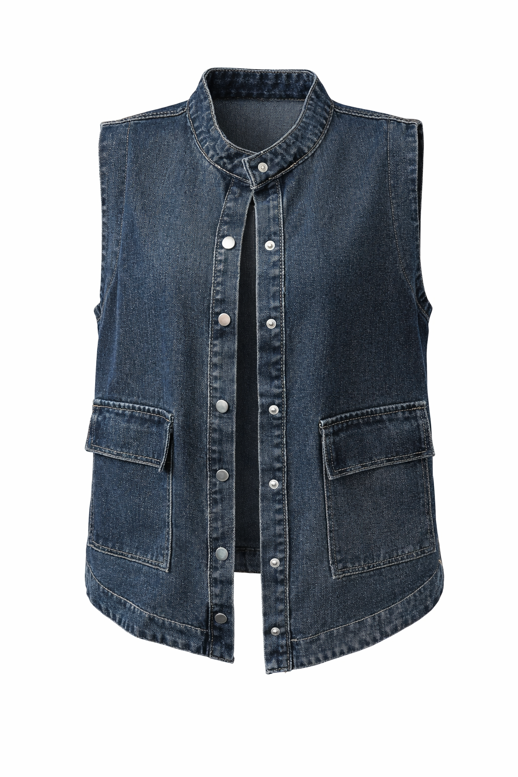 Snap Down Sleeveless Denim Jacket - Modestly Vogue 